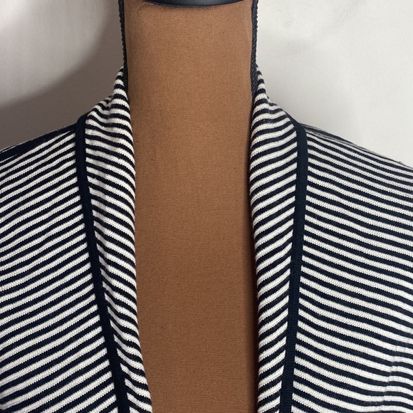 Talbots striped open front shawl collar relaxed sweater cardigan size Mp - Picture 5 of 14